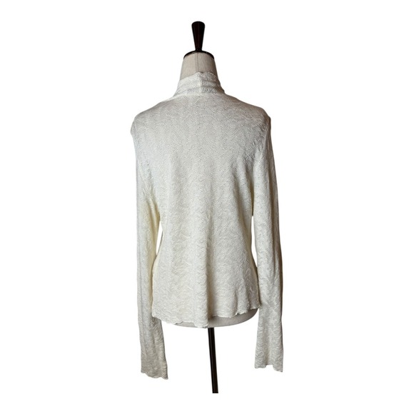 Cut Loose Sweater Women Medium Ivory Textured Open Front Knit Cardigan Boho - Picture 3 of 11